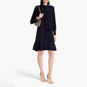 Tory Burch Elegant Navy Ruffle Jane Dress 8